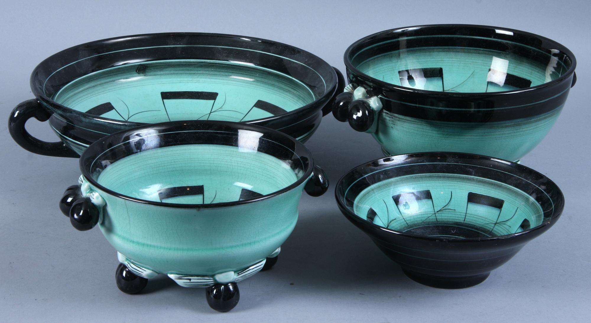 SKÅLAR, 4 st, flintgods, ur "Serie V"-serien, Ilse Claeson för Rörstrand.