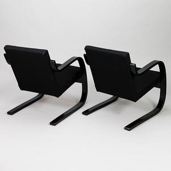 ALVAR AALTO, fåtöljer, ett par, modell 34/402, O.Y. Huonekalu- ja Rakennustyötehdas A.B. 1900-talets mitt.