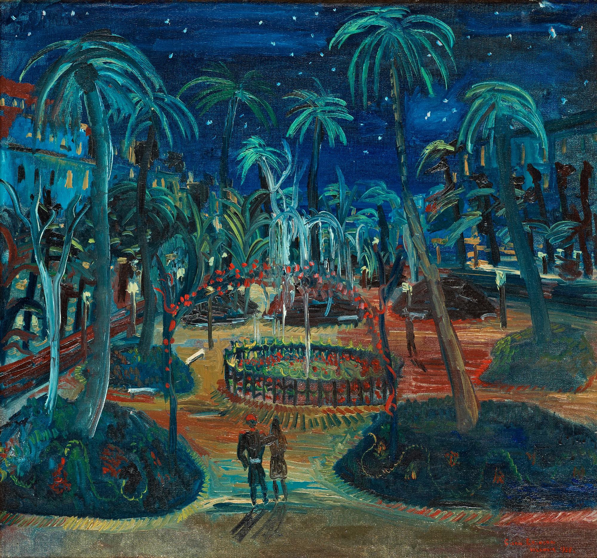 Sven X:et Erixson, "Under spansk stjärnhimmel" (Sydlänsk natt, Natt i parken, Valencia).