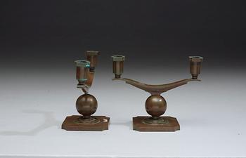 A pair of Sune Bäckström bronze candelabra, Sweden 1920's-1930'.