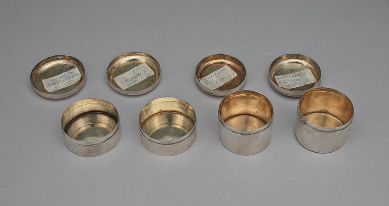 DOSOR, 4 st, silver, bla Johannes Lagerdahl, Eksjö (1797-1804), 1700/1800-tal. Vikt ca 288 g.