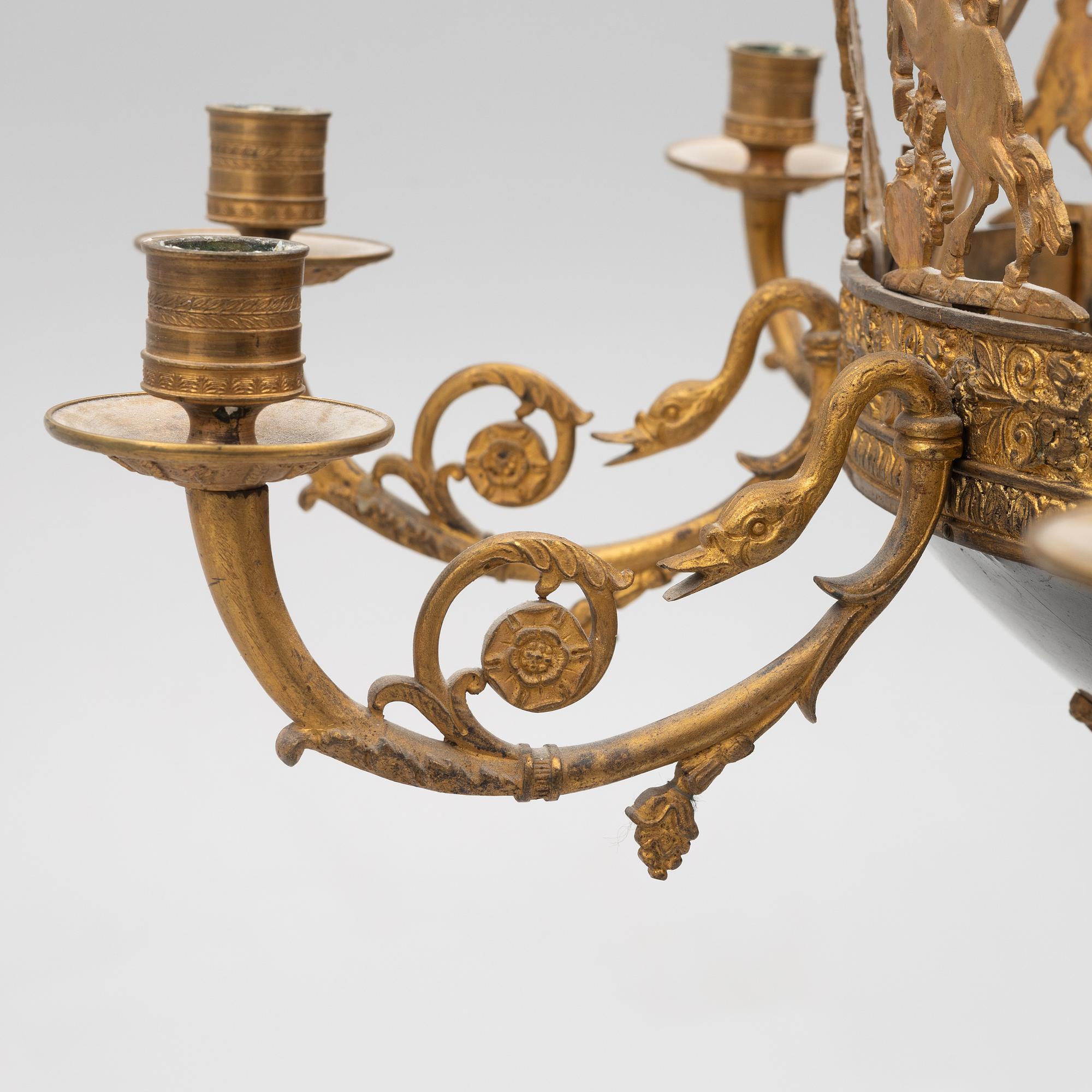 An Empire style ceiling light, laterpart of the 19th century.