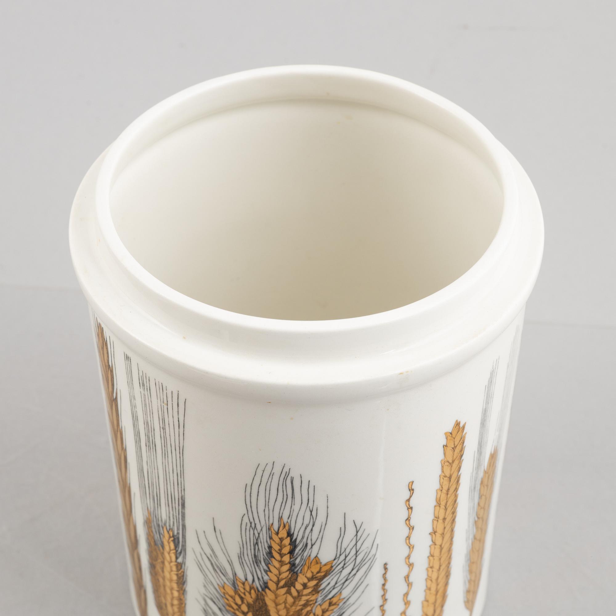 Piero Fornasetti, burk med lock, flintgods, Milano, Italien.