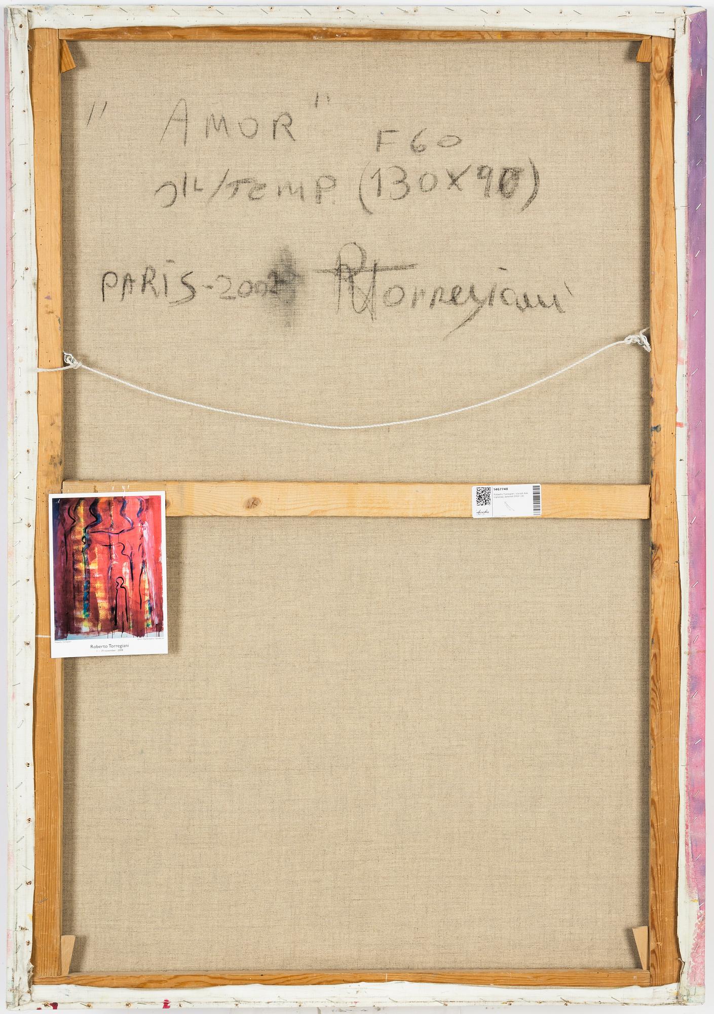 Roberto Torregiani, tempera on canvas, signed and dated 2002 verso.