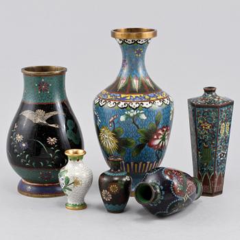VASER, 6 st, cloisonné, orientaliska, 1900-tal.