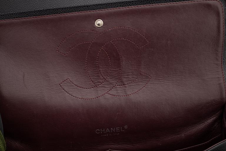Chanel, a black caviar leather 'Double Flap Bag Jumbo', 2011.