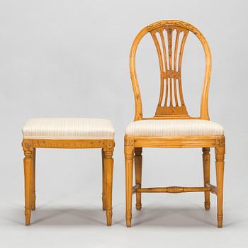 Tuoli ja jakkara, kustavilaiset, noin 1800.