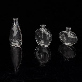 Edvin Ollers, parfymflaskor, 5 st, glas. Limmared, ca 1930,