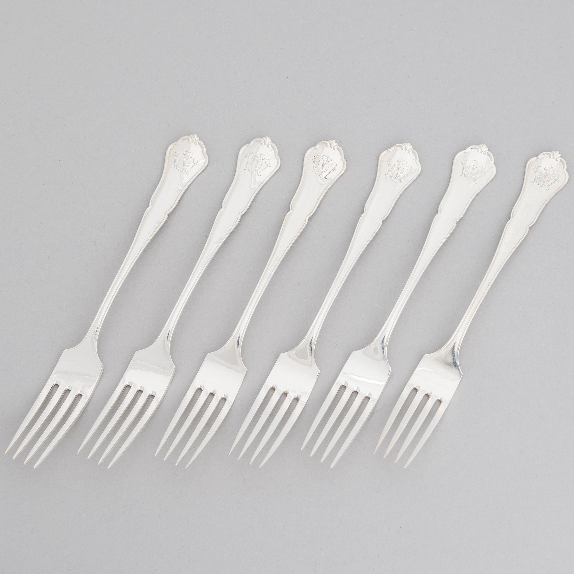BESTICKUPPSÄTTNING, 50 delar, silver, "Chippendale", Kultakeskus, Tavastehus 1938-1977.