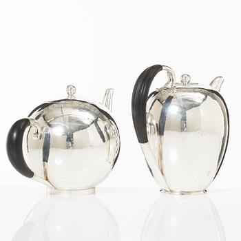 Georg Jensen, a set of four pieces tea and coffee service, sterling silver, design Johan Rohde, 533 and 787, Copenhagen.