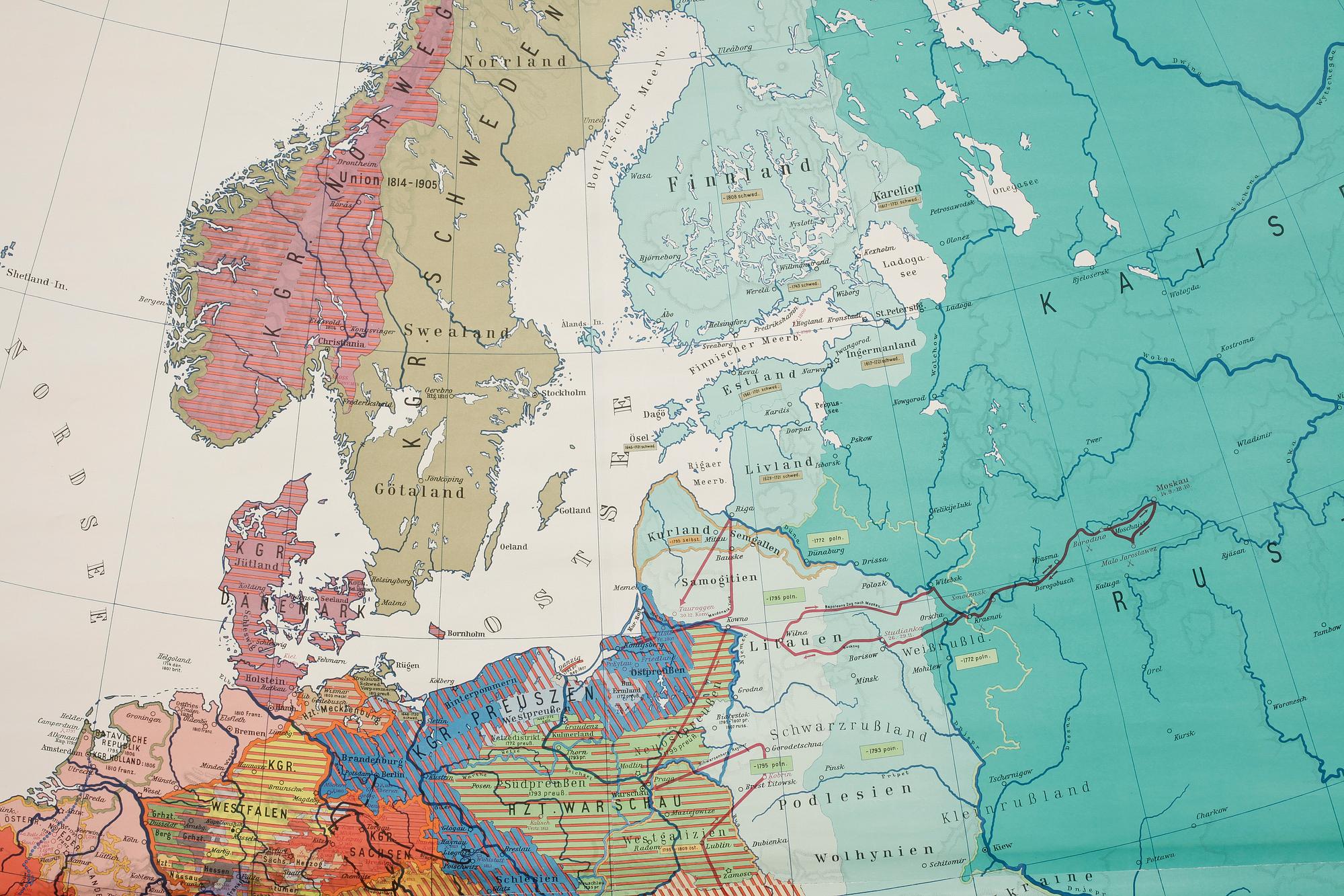 SKOLKARTA, "Europa under Napoleontiden", 1900-talets mitt.