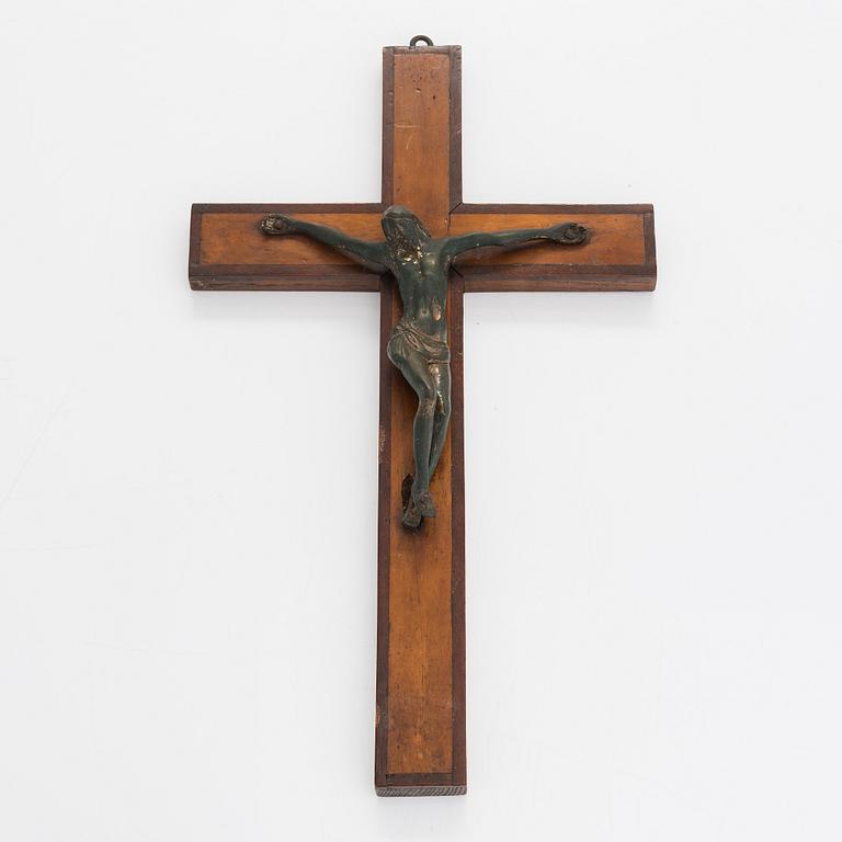 Crucifix, bronze with remains of gilding, 19th century.