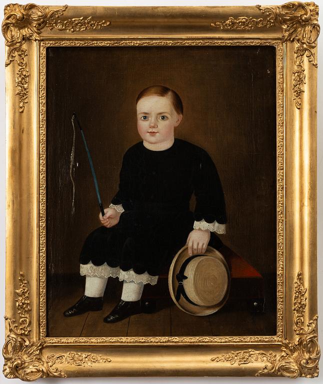 Andreas Herman Hunæus, attributed to, Boy with a riding crop and a straw hat.