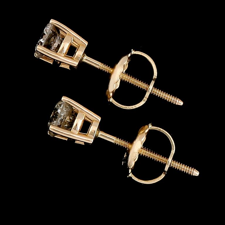 ÖRHÄNGEN, 1 par, 14K guld, briljantslipade diamanter tot ca 0.40 ct.