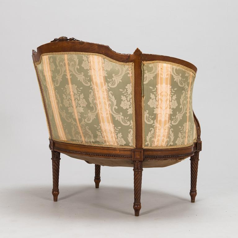 Bergere, fåtölj, Louis XVI-stil, Frankrike, omkring 1900.