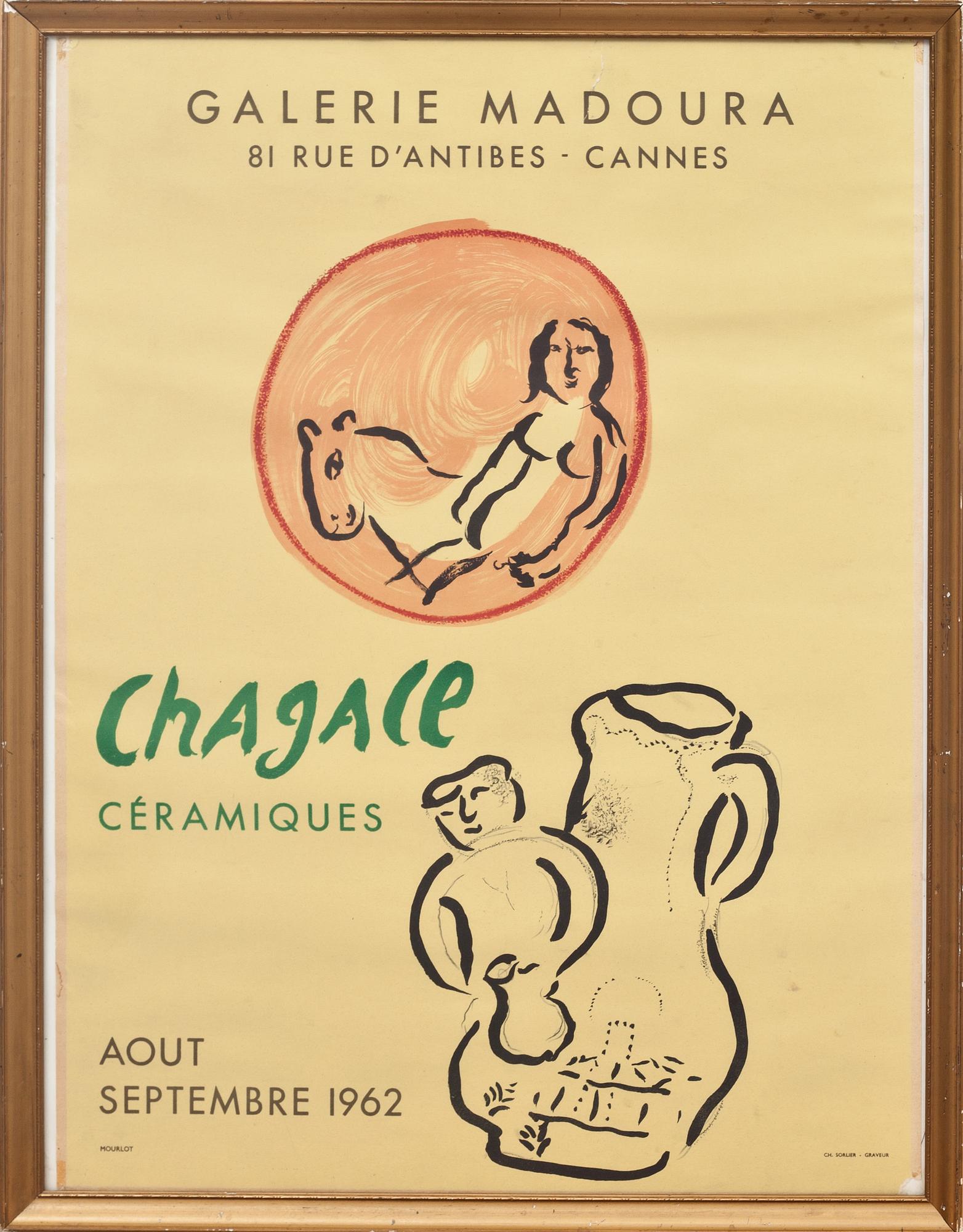 MARC CHAGALL, efter, utställningsaffisch, Mourlot, 1962.