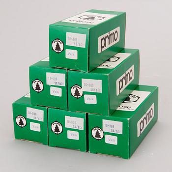 DOOR KNOBS, 6 pairs, manufactured by Primo Oy, Finland, 1960/1970s.
