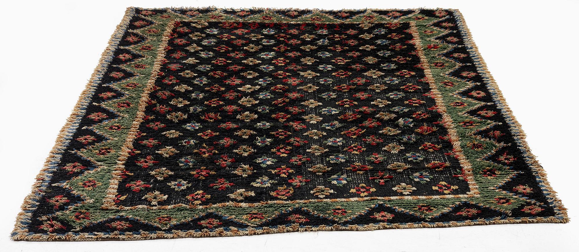 A Knotted pile (rya), c. 200 x 140 cm, Finland, dated 1849.