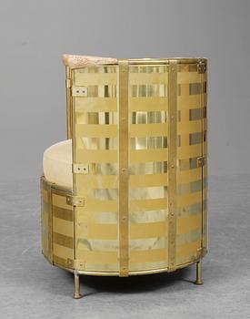 A Mats Theselius brass and birch easy chair, "El Dorado", Källemo, Sweden 2002.