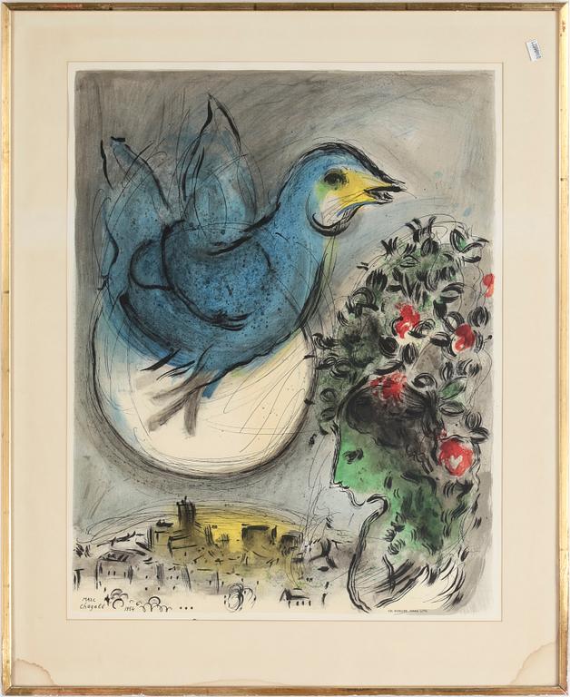 MARC CHAGALL, efter, färglitografi, signerad och daterad 1954 i trycket.