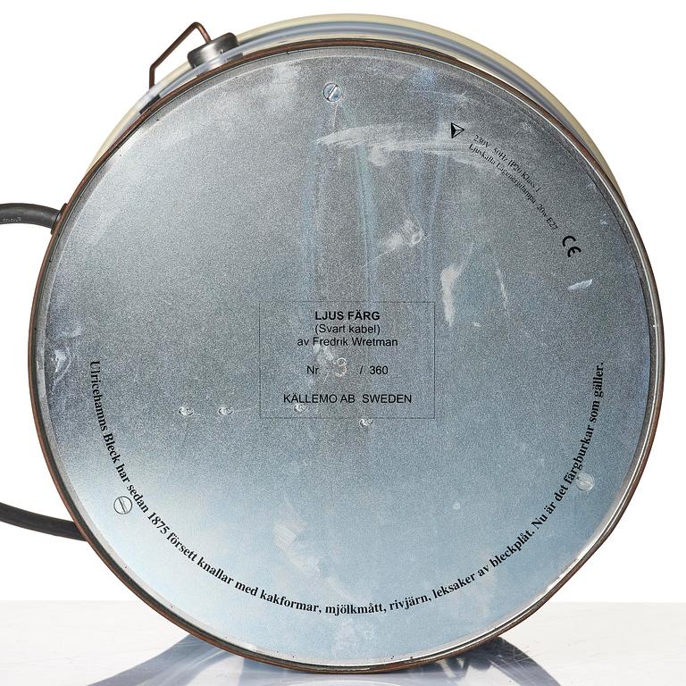 Fredrik Wretman, bordslampa/ljusobjekt, "LJUS FÄRG (Svart kabel)", ed. 9/360, Källemo, Värnamo, efter 2005.