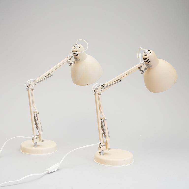 SKRIVBORDSLAMPOR, ett par, metall, IKEA, sannolikt 1970-tal.