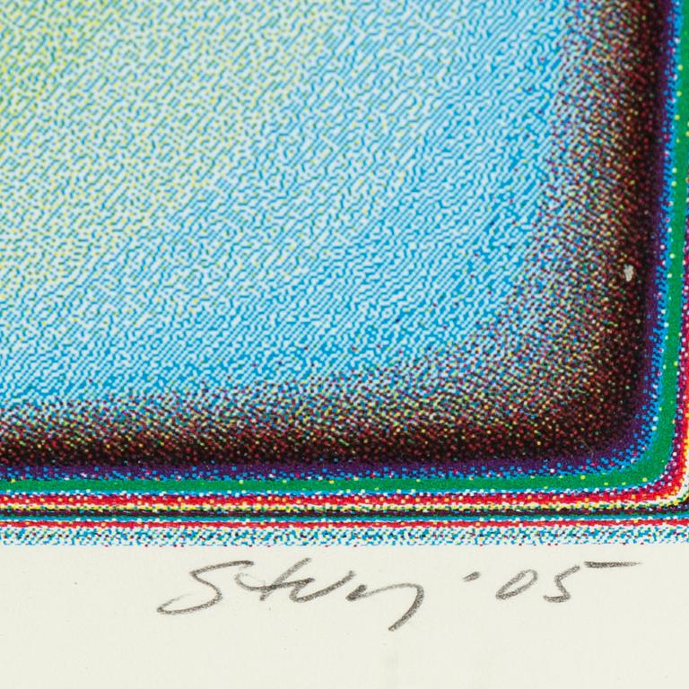 Sture Johannesson, färglitografi med prägling, 2005, signerad 53/160.
