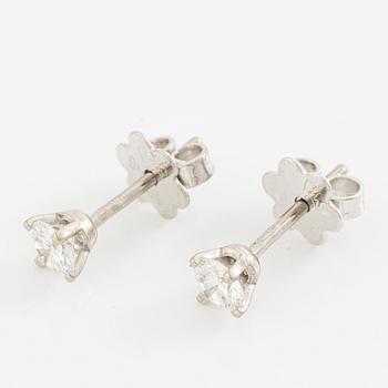 Earrings, Strömdahls, 18K white gold with round brilliant-cut diamonds, total approx. 0.38 ct.