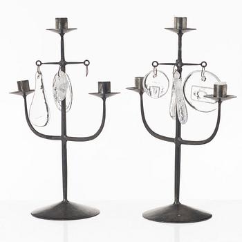 Erik Höglund, a pair of candelabra, Boda Smide, second half of the 20th Century.
