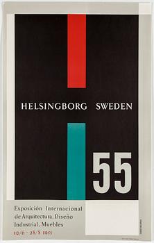 Anders Beckman · ANDERS BECKMAN, utställningsaffisch, litografiskt tryck, 1955, utgiven av Hälsingborgs litografiska AB