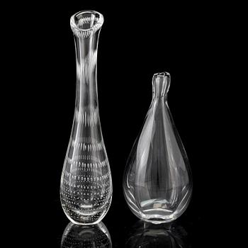A Vicke Lindstrand glass vase and one Kosta vase, mid 20th century.