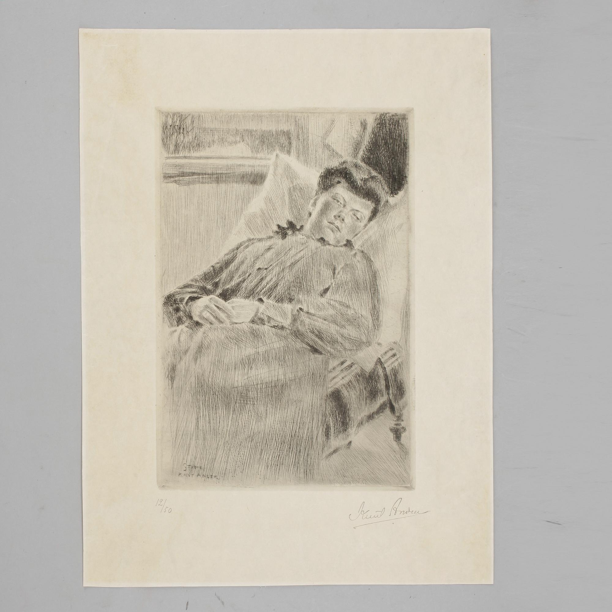 KNUT ANDER, etsning. Signerad och numrerad 12/50. Utförd 1907.