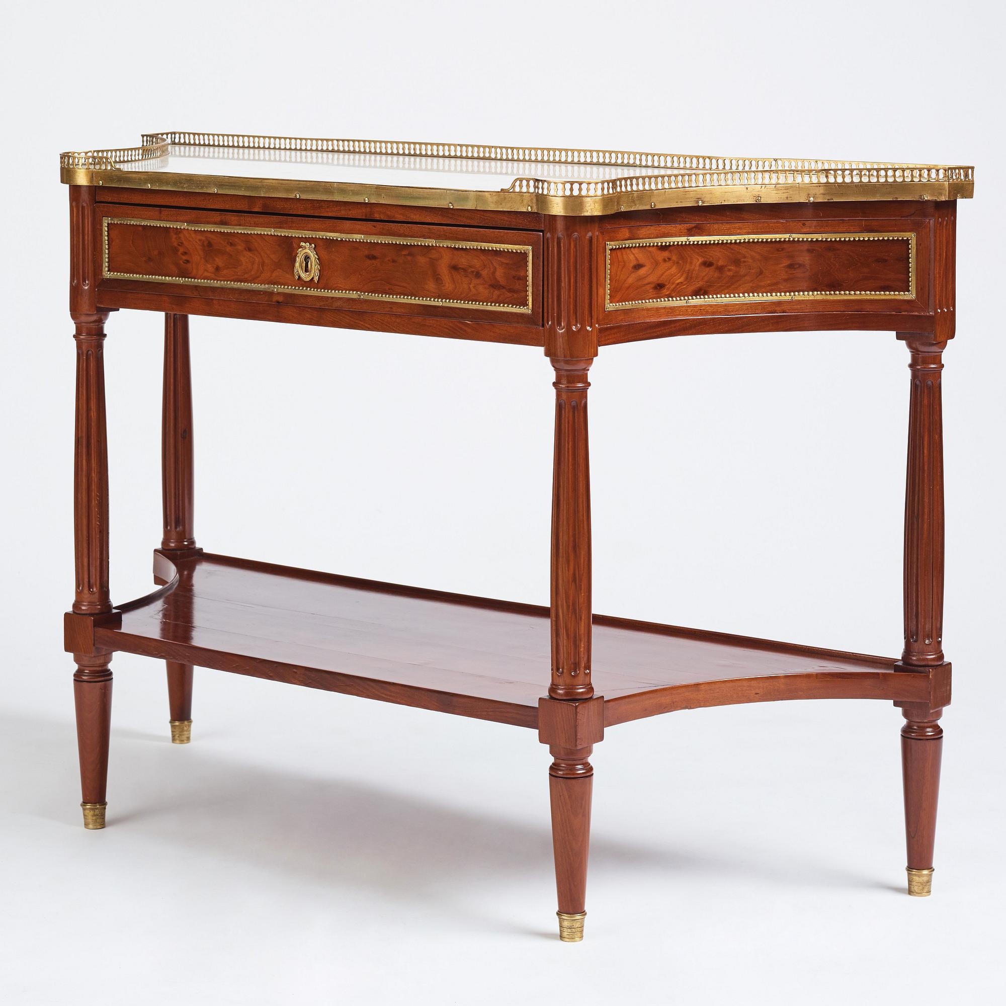 A Louis XVI console desserte by F. Schey (master in Paris 1777), late 18th century.