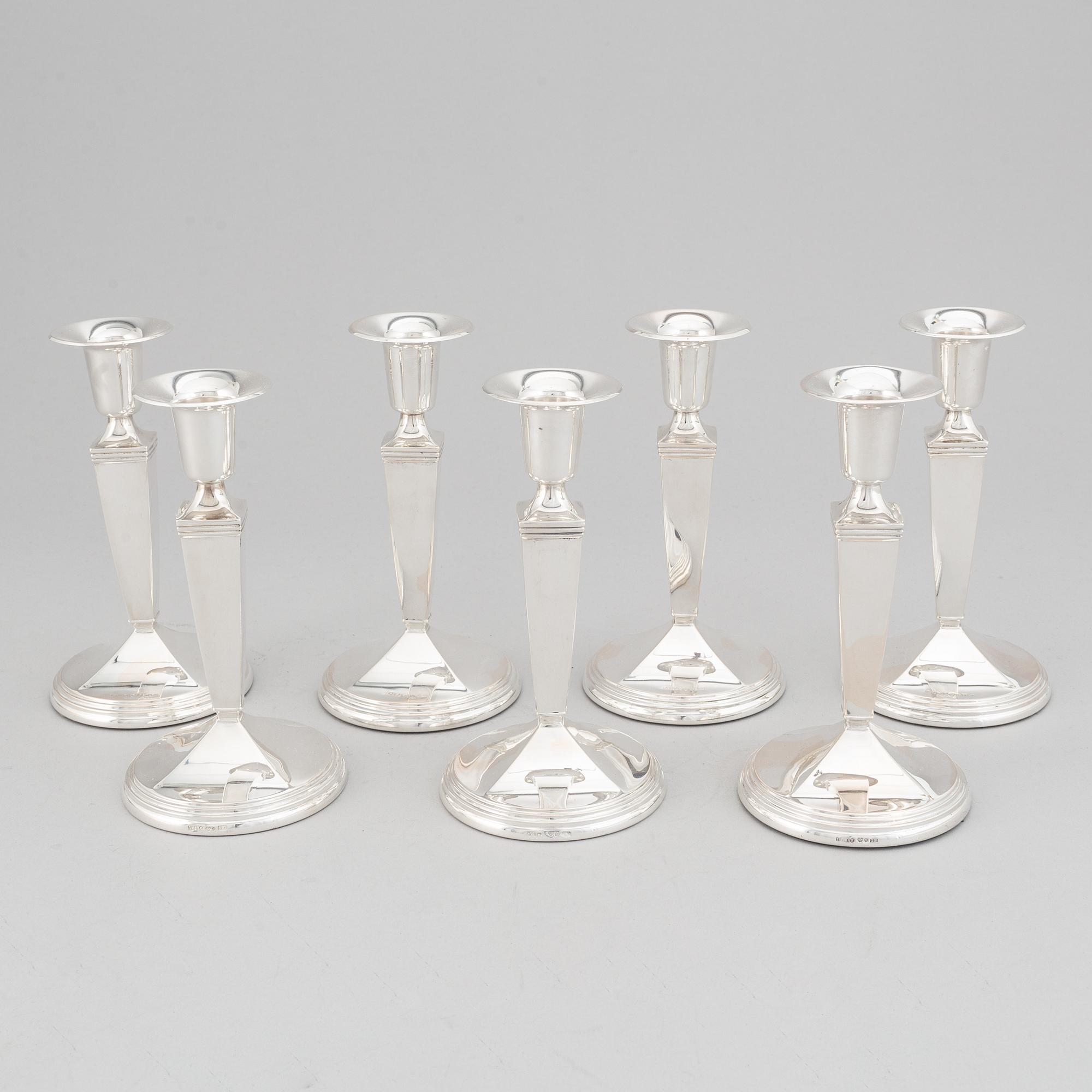 Seven silver candlesticks, GAB, Stockholm, 1957-66.