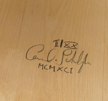 A Caroline Schlyter laminated birch chair "lilla h" by Forsnäs.
