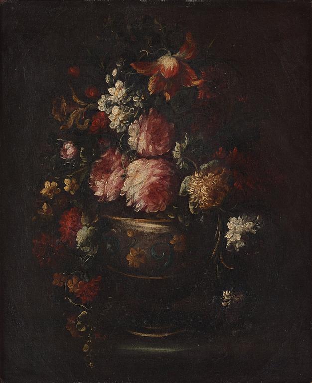JEAN BAPTISTE MONNOYER, hans efterföljd. Ett par. Osign. Uppfodrad duk 65 x 54 cm vardera.