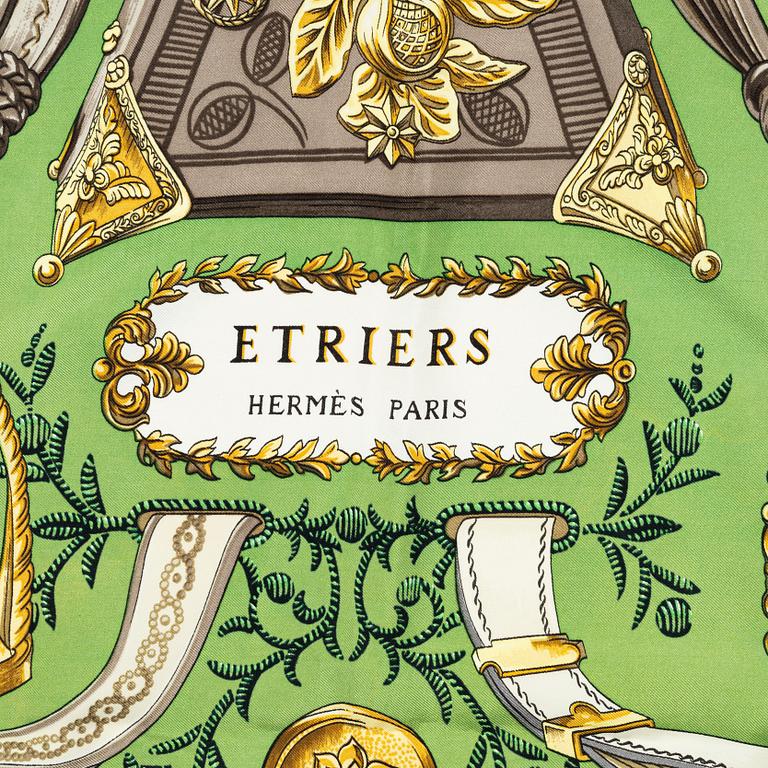 Hermès, two scarves "Nefs d'Or" and "Etriers".