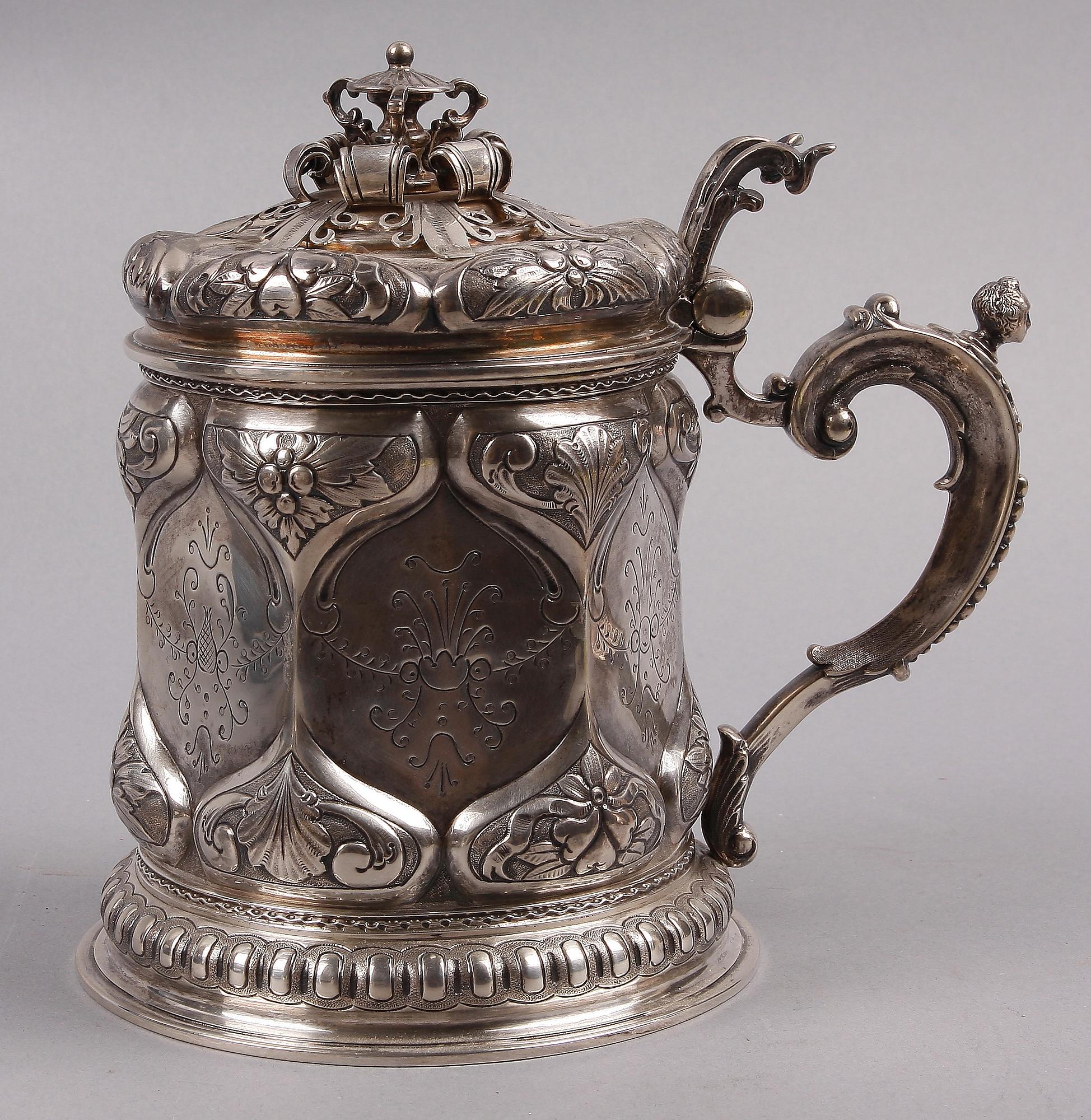 DRYCKESKANNA, silver, barockstil, 1900-tal. Ca 1269 g.