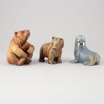 Gunnar Nylund, figuriner, 3 st, stengods, Rörstrand.