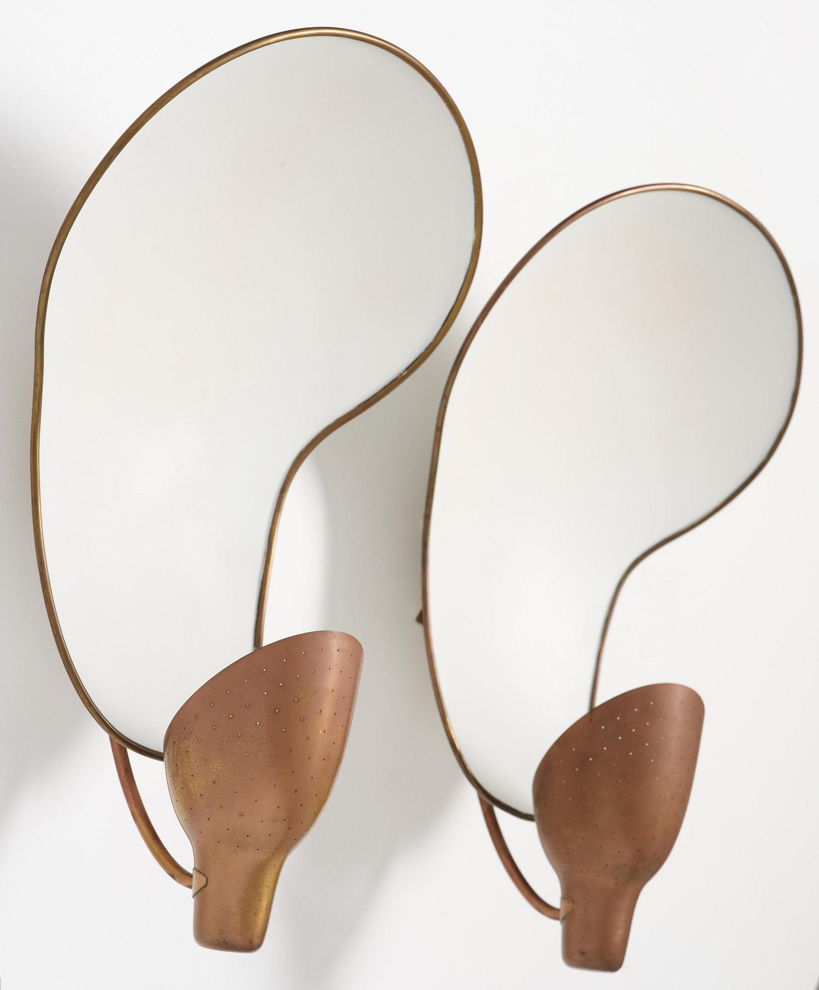 Carl-Axel Acking, a pair of wall lamps model number "5017", Bröderna Malmströms Metallvarufabrik, Malmö, 1940s.