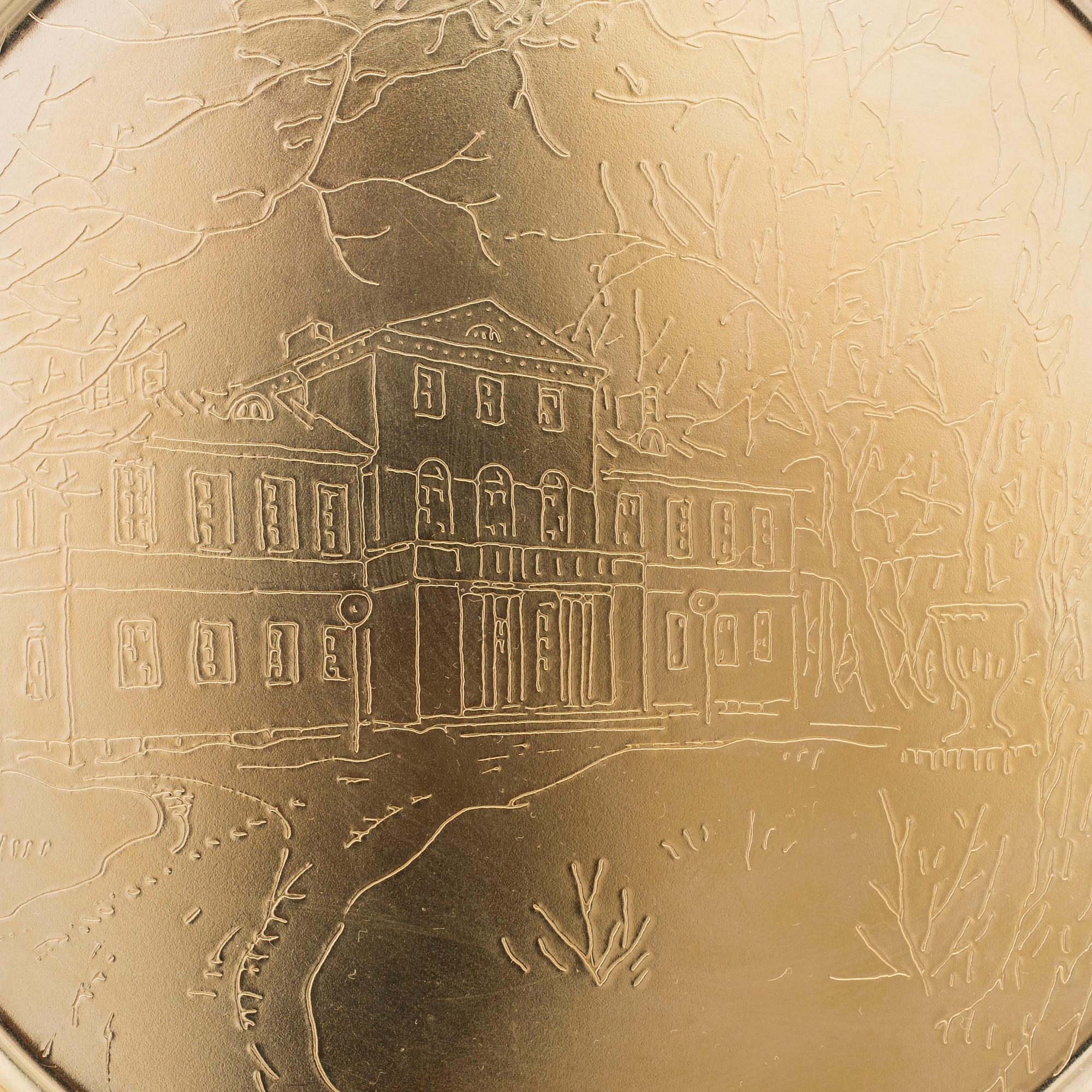 12 brass plates from Skultuna, late 20th century.