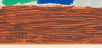 Silkscreen in colours by David Hockney, 1981, poster for the Metropolitan Opera, New York.