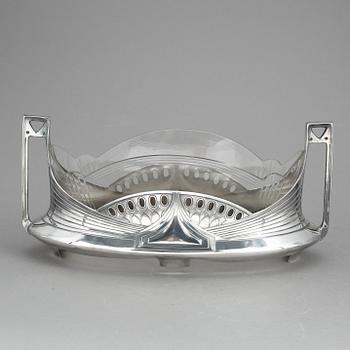 JARDINIERE, britaniametall, Wurttembergische Metallwarenfabrik, WMF, jugend, tidigt 1900-tal.