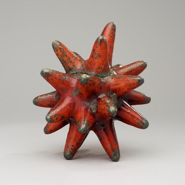 A Hans Hedberg faience sculpture of a sea-urchin, Biot, France.