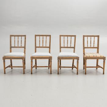 Chairs, 4 pcs, late Gustavian, 19th century.