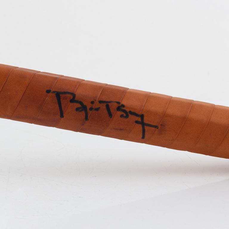 Tennis racket, Signed by Björn Borg. Donnay, specially customized white-painted wooden racket.
