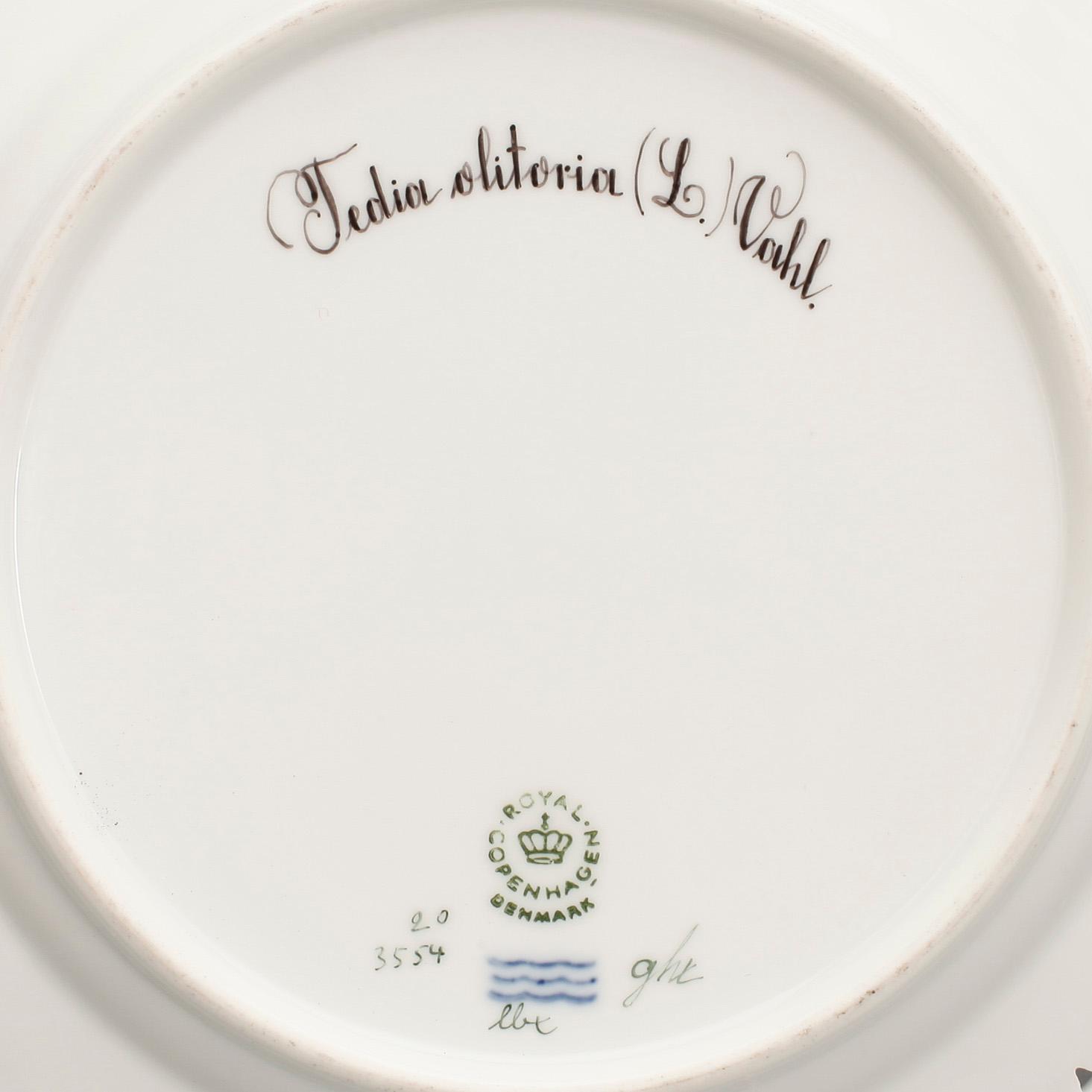 TALLRIKAR, 2st, porslin, "Flora Danica", Royal Copenhagen, 1900-talets sista kvartal.