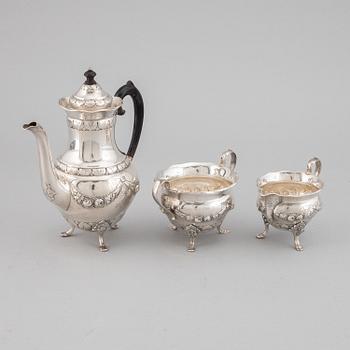 Kaffeservis, 3 delar, silver, Danmark, 1932.