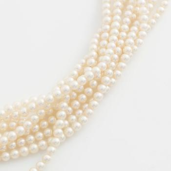 Mikimoto, pärlcollier, åttaradigt med odlade pärlor.