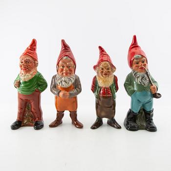 Gnomes 6 pcs mostly Germany mid/second half of the 20th century painted terracotta.